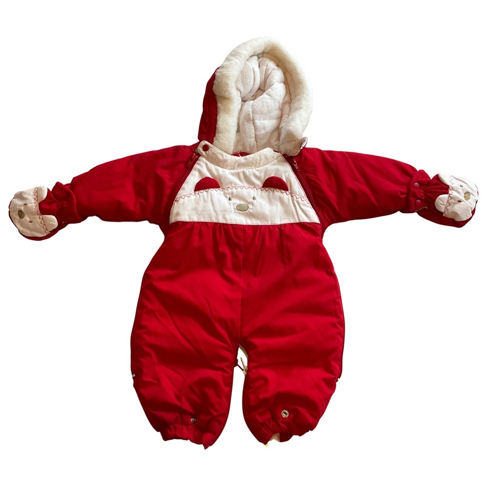 Bright Future Baby Snowsuit Red Bear Hooded Puffer Pram Bunting Suit 0 9 Months